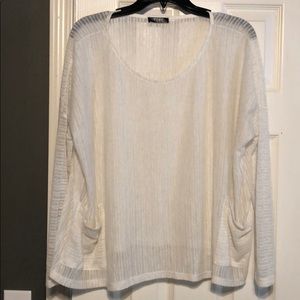 TCEC Boxy Long Sleeve Sheer White Top